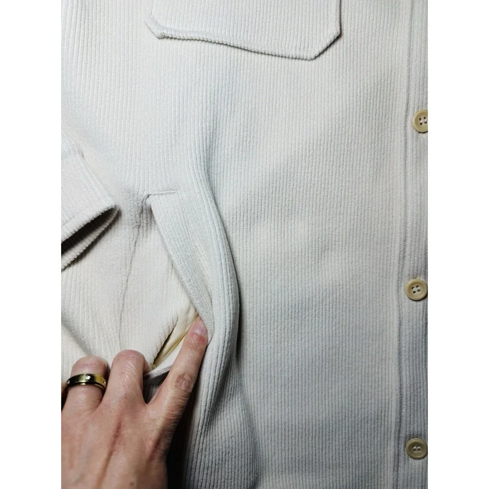 Bad Little Country Girl Women LARGE Ivory Silver Sequin Oversized Ribbed Shacket